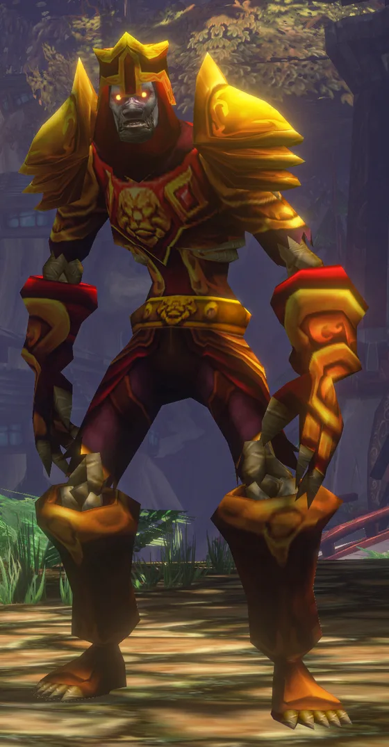 An undead character in gold and red plate armour, from Blizzard’s Forever reveal picture of new race and class combinations