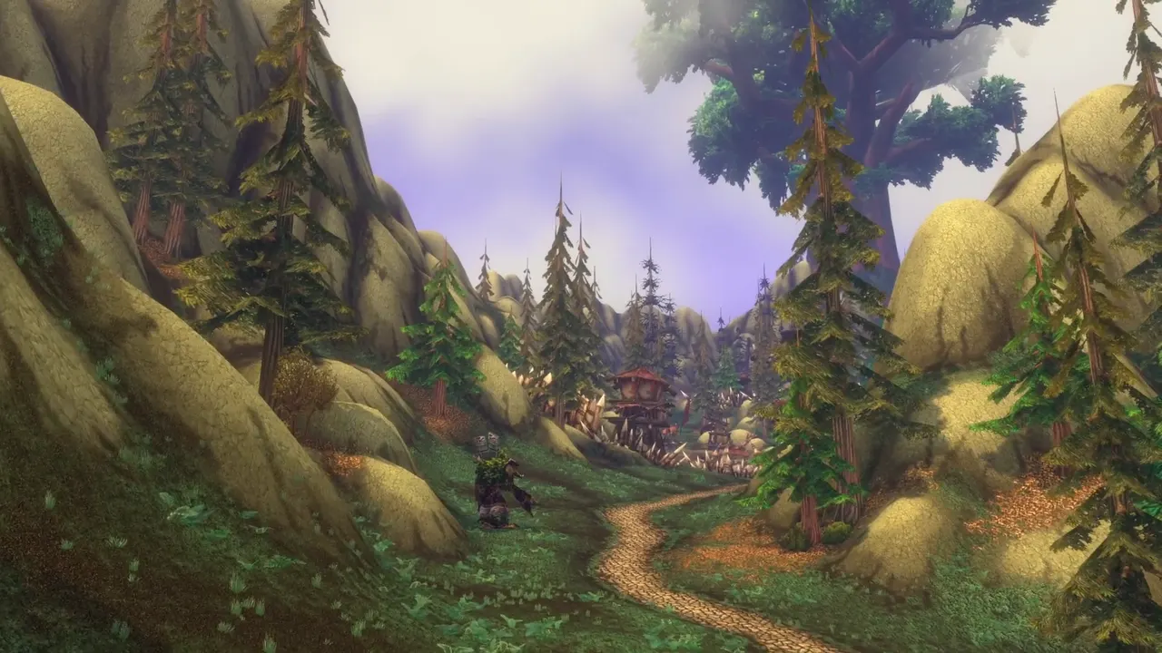 A forest path beneath the great trees of Mount Hyjal