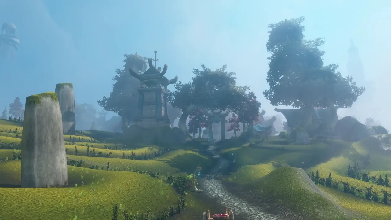 Stone architecture and floating terrain on Zephras Isle